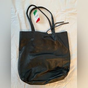 Tie closure Italian Leather Tote